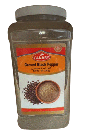 Canary Ground Black Pepper In Plastic Jar - 5 LB