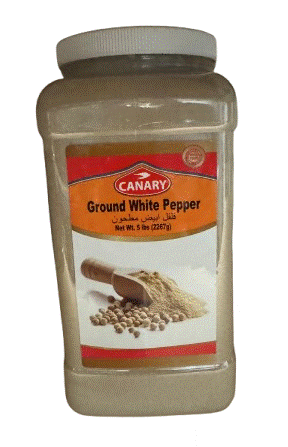 Canary Ground White Pepper In Plastic Jar - 5 LB